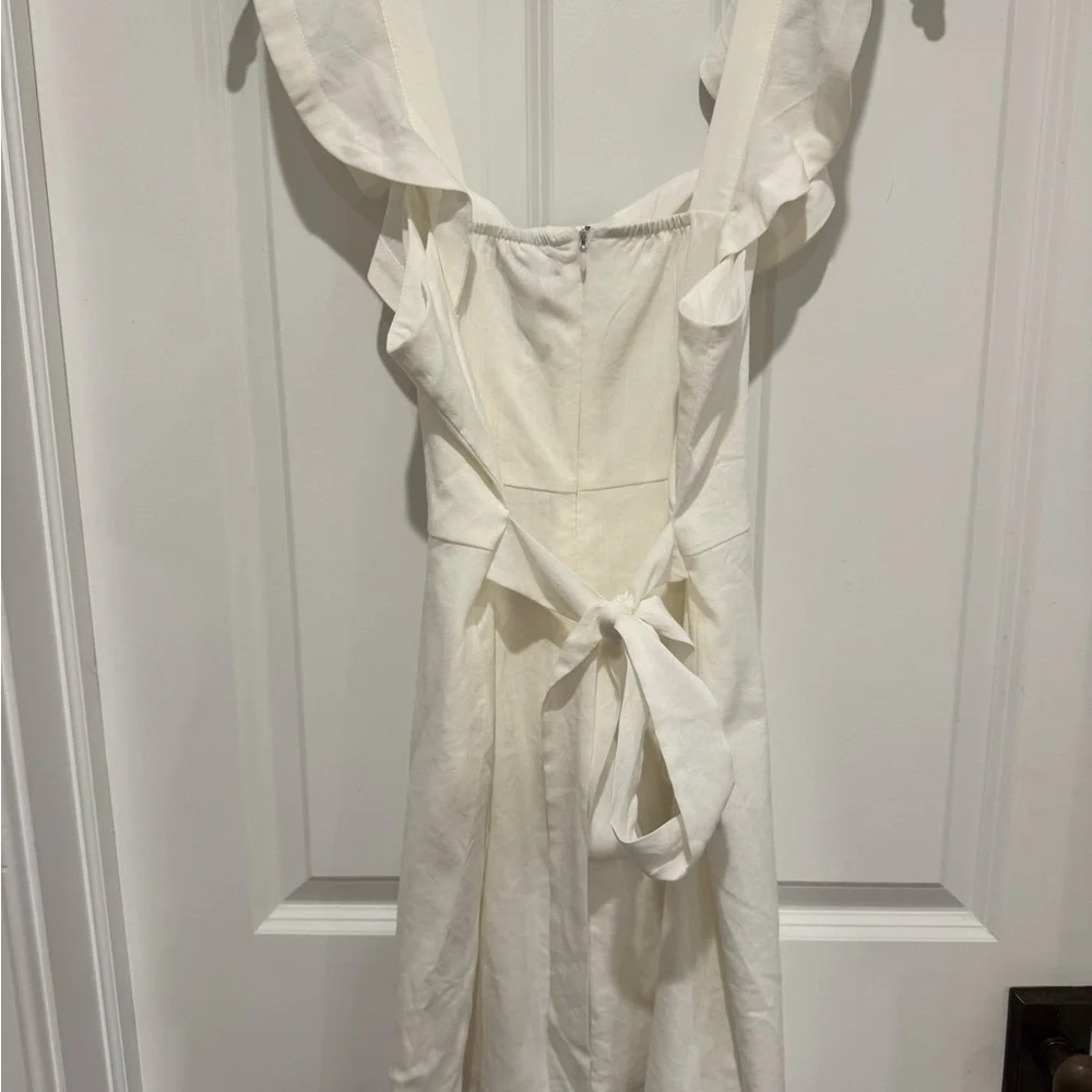 Aqua White Ruffled Button-Front Mini Dress - Picture 2 of 3